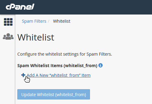 cPanel add new whitelist from item