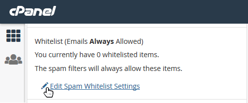 cPanel edit spam whitelist settings