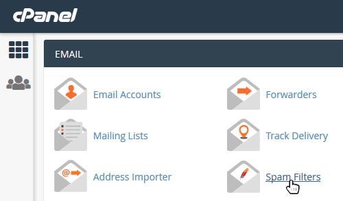 cPanel select spam filters