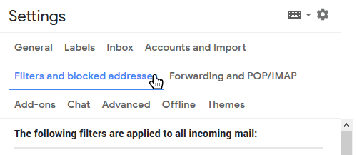 select Gmail filters