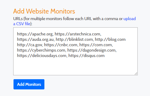 bulk add website monitors