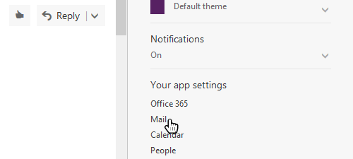 where are office 365 outlook mail message settings