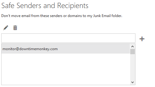 Office365 Outlook safe sender added