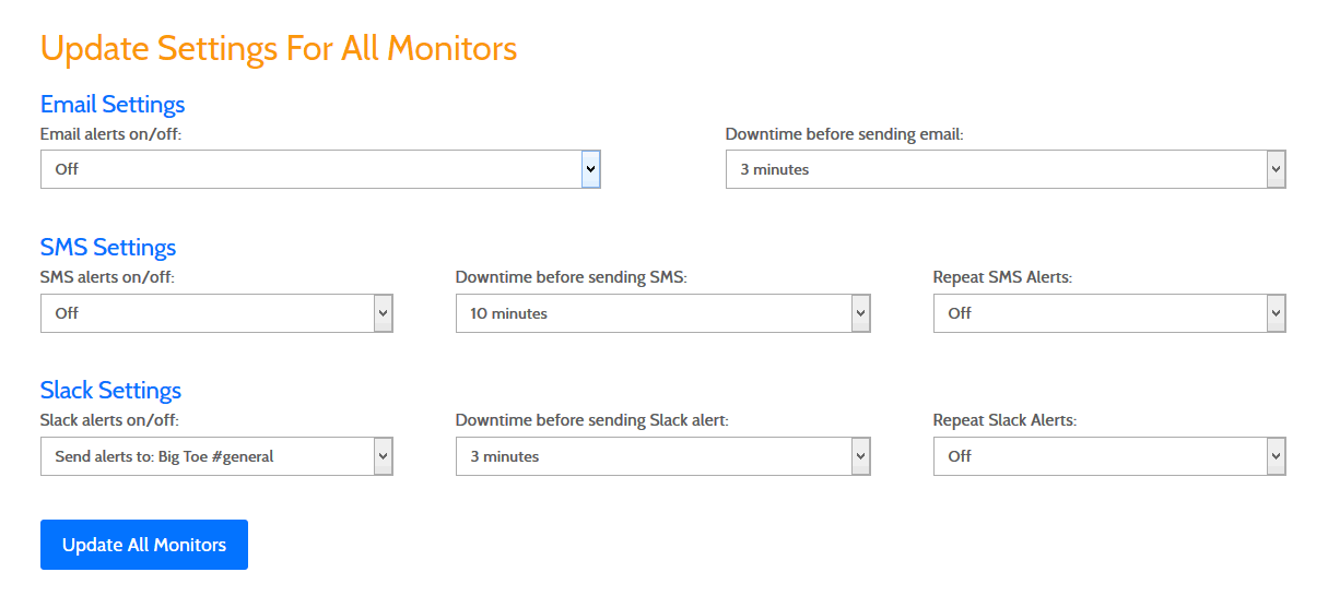 Pro bulk edit monitor settings